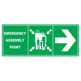 Assembly Point Self Glow Sign Board with Right Arrow